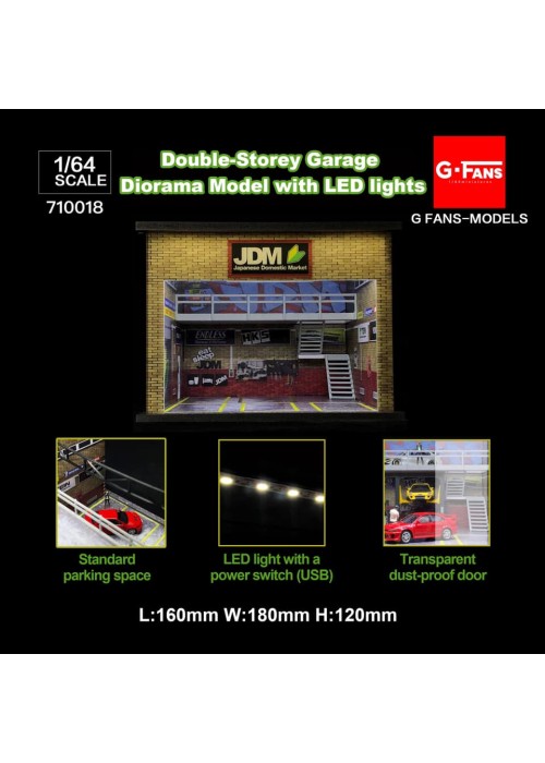 G-Fans (1:64) JDM Double - Storey Garage Diorama with LED (710018)