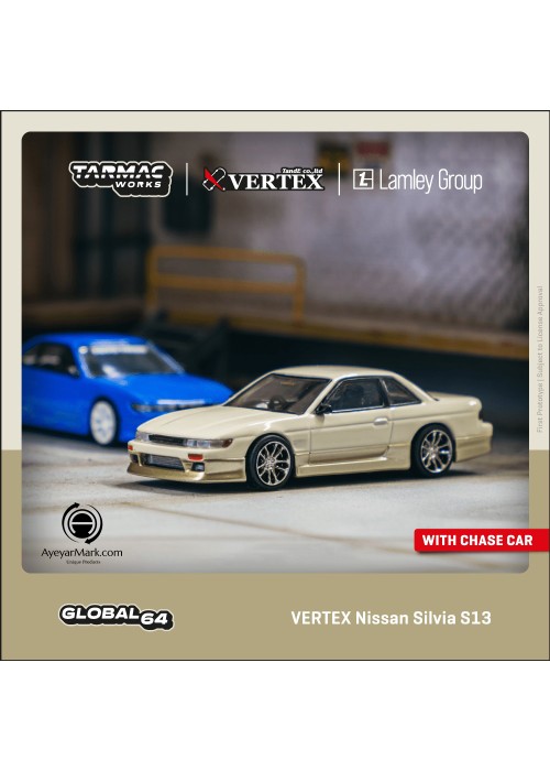 Tarmac Works (1:64) VERTEX Nissan Silvia S13 White / Gold T64G-025-WH (NON-DISCOUNT ITEM)