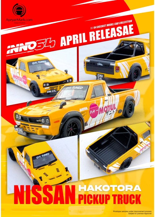 INNO 1:64 NISSAN HAKOTORA PICK UP TRUCK MOTUL Livery IN64-HKT-MOTUL