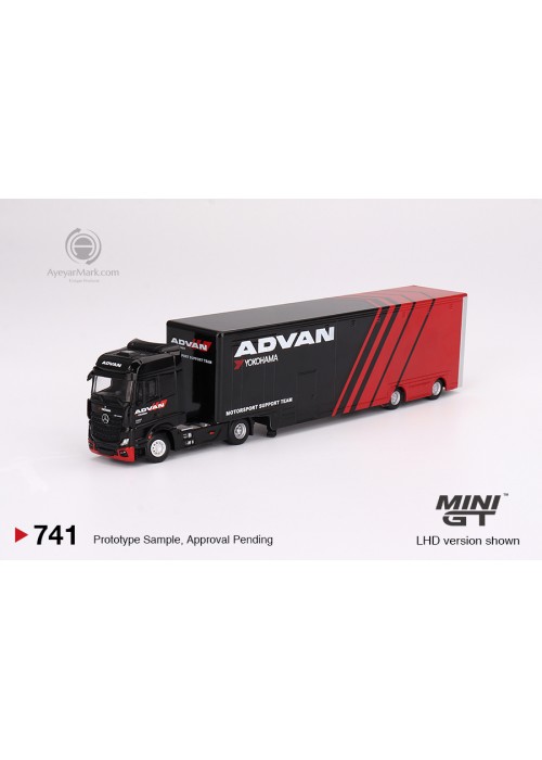 MINIGT 1:64 Mercedes-Benz Actros w/ Racing Transporter ADVAN RHD MGT00741-R (NON-DISCOUNT ITEM)