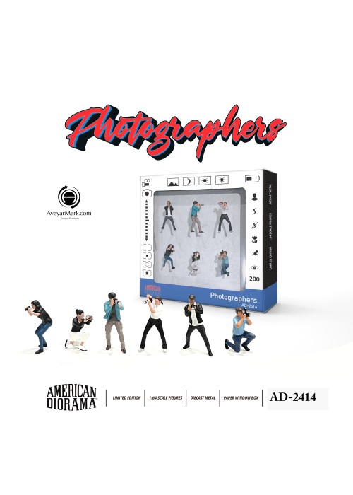 American Diorama 1:64 Figure - Photographers (Diecast Metal) AD-2414 (NON-DISCOUNT ITEM)