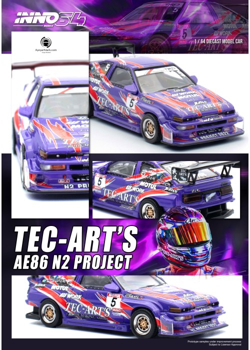 INNO 1:64 TOYOTA SPRINTER TRUENO AE86 N2 PROJECT BY Tec-Art‘s IN64-AE86N2-TECART
