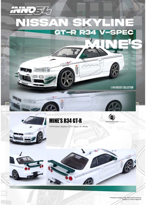 INNO 1:64 NISSAN SKYLINE GT-R (R34) V-SPEC Tuned by MINE‘S IN64-R34VS-MINES