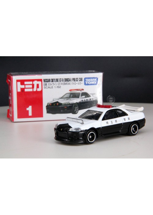 Takara Tomy Tomica No. 1 Nissan Skyline GT-R R34 BNR34 Police Car Diecast Model