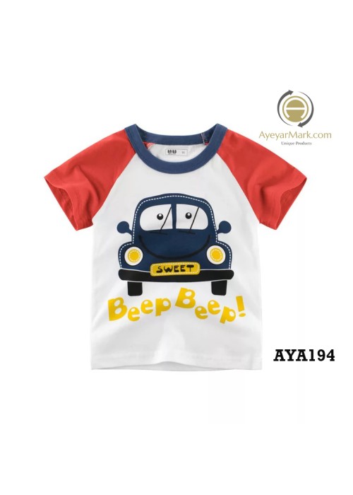 ကလေးချည်သားအင်္ကျီ တီရှုပ် Cotton T shirt for baby kids Dinosaur design AYA194