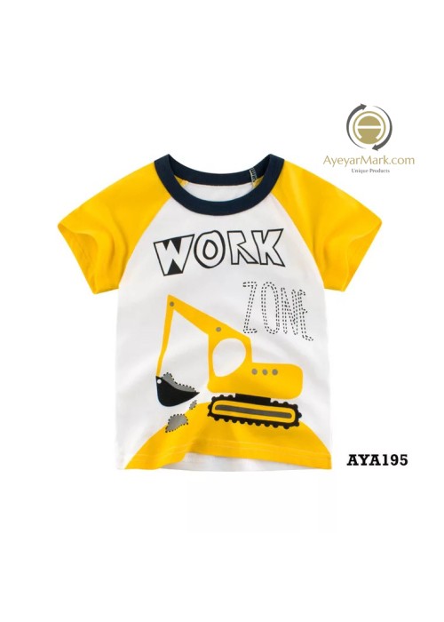 ကလေးချည်သားအင်္ကျီ တီရှုပ် Cotton T shirt for baby kids Dinosaur design AYA195