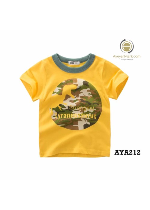 ကလေးချည်သားအင်္ကျီ တီရှုပ် Cotton T shirt for baby kids Dinosaur design AYA212