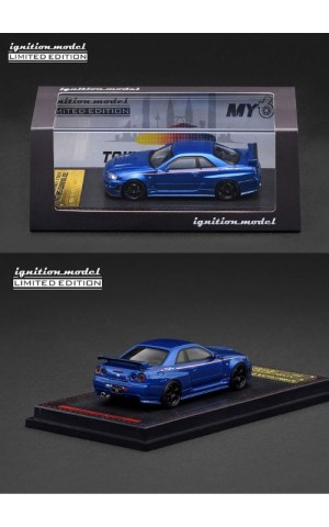Ignition Model Nissan Skyline GT-R BNR34 V-Spec II Blue Metallic IG3838 (1:64) Resin Model Car Collectible Ignition Model Nissan Skyline GT-R BNR34 V-Spec II Blue Metallic IG3838 (1:64) Resin Model Car Collectible