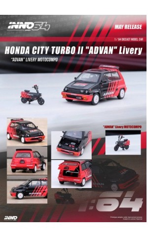 INNO64 Honda City Turbo II ADVAN Livery With Motocompo IN64-CITYII-AD (1:64)