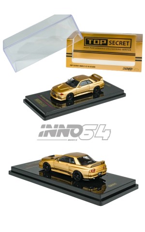 INNO64 TOP SECRET Nissan Skyline GT-R BNR32 (650R) Gold IN64-R32TS-650R (1:64) Diecast Model Car Collectible INNO64 TOP SECRET Nissan Skyline GT-R BNR32 (650R) Gold IN64-R32TS-650R (1:64) Diecast Model Car Collectible