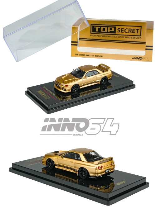 INNO64 TOP SECRET Nissan Skyline GT-R BNR32 (650R) Gold IN64-R32TS-650R (1:64) Diecast Model Car Collectible INNO64 TOP SECRET Nissan Skyline GT-R BNR32 (650R) Gold IN64-R32TS-650R (1:64) Diecast Model Car Collectible