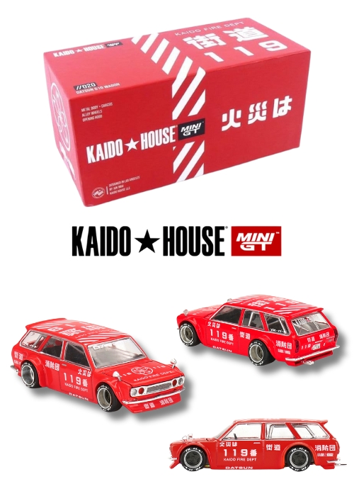 Kaido House x MINI GT Datsun 510 Wagon FIRE V1 KHMG020 (1:64)