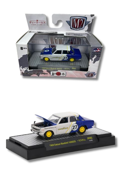 M2 Machines 1969 Datsun Bluebird 1600SSS Goodyear Racing JPN02 17-95 (1:64) Diecast Model Car Collectible
