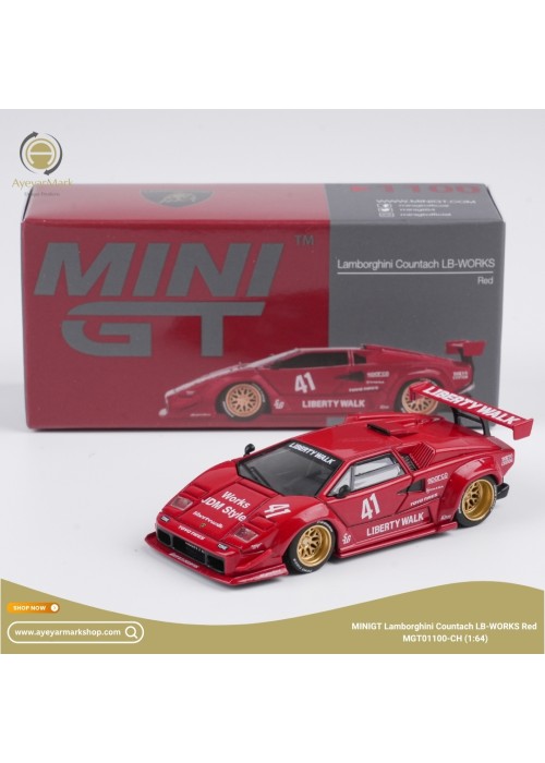 MINI GT Lamborghini Countach LB-WORKS Red MGT01100-CH (1:64) Diecast Model Car Collectible