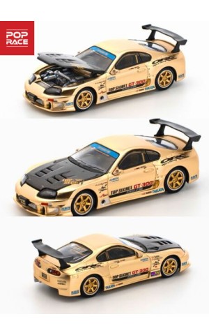 Pop Race Toyota Supra GT300 Top Secret Chrome Gold PR640277 (1:64) Diecast Model Car Collectible Pop Race Toyota Supra GT300 Top Secret Chrome Gold PR640277 (1:64) Diecast Model Car Collectible