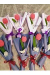 ကျူလစ်ပန်း တပွင့် ပန်းစည်း ချည်ထိုး Handmade Knitted Woven Tulip Handmade Craft Flowers Bouquet ATFB108e