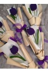 ကျူလစ်ပန်း တပွင့် ပန်းစည်း ချည်ထိုး Handmade Knitted Woven Tulip Handmade Craft Flowers Bouquet ATFB108g