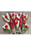 ကျူလစ်ပန်း တပွင့် ပန်းစည်း ချည်ထိုး Handmade Knitted Woven Tulip Handmade Craft Flowers Bouquet ATFB108b