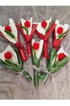 ကျူလစ်ပန်း တပွင့် ပန်းစည်း ချည်ထိုး Handmade Knitted Woven Tulip Handmade Craft Flowers Bouquet ATFB108b