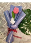 ကျူလစ်ပန်း တပွင့် ပန်းစည်း ချည်ထိုး Handmade Knitted Woven Tulip Handmade Craft Flowers Bouquet ATFB108e