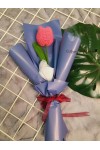 ကျူလစ်ပန်း တပွင့် ပန်းစည်း ချည်ထိုး Handmade Knitted Woven Tulip Handmade Craft Flowers Bouquet ATFB108e