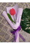 ကျူလစ်ပန်း တပွင့် ပန်းစည်း ချည်ထိုး Handmade Knitted Woven Tulip Handmade Craft Flowers Bouquet ATFB108f