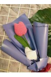 ကျူလစ်ပန်း တပွင့် ပန်းစည်း ချည်ထိုး Handmade Knitted Woven Tulip Handmade Craft Flowers Bouquet ATFB108e