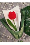 ကျူလစ်ပန်း တပွင့် ပန်းစည်း ချည်ထိုး Handmade Knitted Woven Tulip Handmade Craft Flowers Bouquet ATFB108b