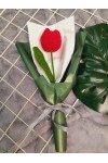 ကျူလစ်ပန်း တပွင့် ပန်းစည်း ချည်ထိုး Handmade Knitted Woven Tulip Handmade Craft Flowers Bouquet ATFB108b