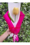 ကျူလစ်ပန်း တပွင့် ပန်းစည်း ချည်ထိုး Handmade Knitted Woven Tulip Handmade Craft Flowers Bouquet ATFB108c