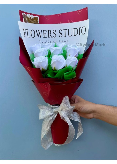 ရေမွှေးနှင်းဆီ ပန်းခြောက် ပန်းစည်း Artificial Flowers Bouquet 10 Roses ATFB112
