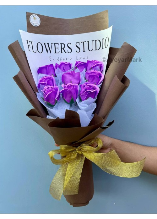 ရေမွှေးနှင်းဆီ ပန်းခြောက် ပန်းစည်း Artificial Flowers Bouquet 10 Roses ATFB113