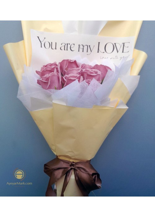 ရေမွှေးနှင်းဆီ ပန်းခြောက် ပန်းစည်း Artificial Flowers Bouquet 10 Roses ATFB114