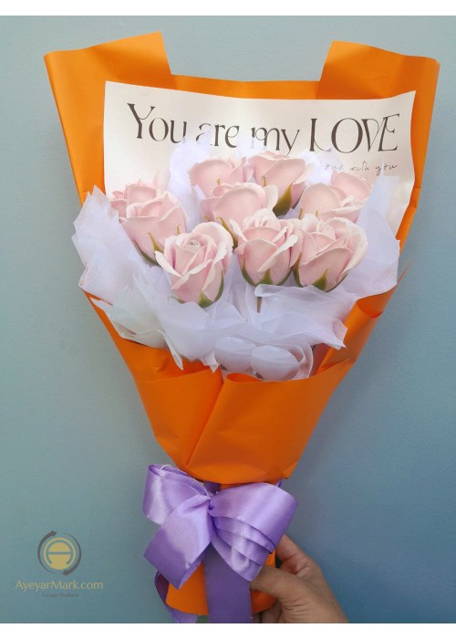 ရေမွှေးနှင်းဆီ ပန်းခြောက် ပန်းစည်း Artificial Flowers Bouquet 10 Roses ATFB115