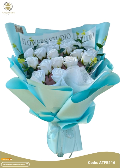ရေမွှေးနှင်းဆီ ပန်းခြောက် ပန်းစည်း Artificial Flowers Bouquet 25 Roses ATFB116