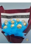 ချောကလပ် ပန်းစည်း Chocolate Flower Bouquet with 10 pcs Chocolate CCLFB120