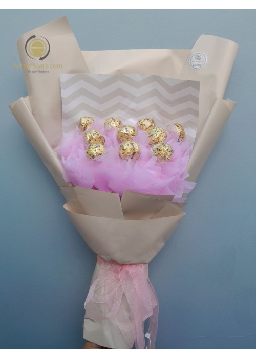 ချောကလပ် ပန်းစည်း Chocolate Flower Bouquet with 10 pcs Chocolate CCLFB121