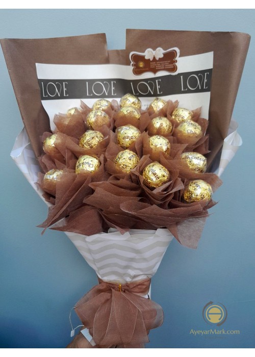 ချောကလပ် ပန်းစည်း Chocolate Flower Bouquet with 20 pcs Chocolate CCLFB123