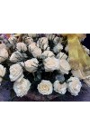 နှင်းဆီပန်း ပန်းခြင်း Fresh Flower Basket with roses and some seasonal leaves FBK100
