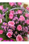 နှင်းဆီပန်း ပန်းခြင်း Fresh Flower Basket with roses and some seasonal leaves FBK102