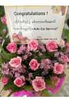 နှင်းဆီပန်း ပန်းခြင်း Fresh Flower Basket with roses and some seasonal leaves FBK102