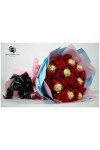 နှင်းဆီပန်း ပန်းစည်း Fresh Flower Bouquet approx 50 roses with 8 chocolate balls FFB143