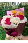 နှင်းဆီပန်း ပန်းစည်း Fresh Flower Bouquet with Assorted Toy Approx 30 roses FFB101