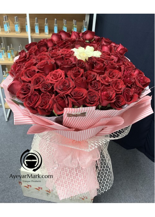 နှင်းဆီပန်း ပန်းစည်း Fresh Flower Rose Bouquet Approx 99 roses FFB135
