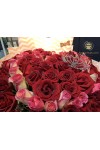 နှင်းဆီပန်း ပန်းစည်း သရဖူအပါ  Fresh Flower Rose Bouquet Approx 99 roses with Crown FFB136