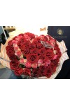 နှင်းဆီပန်း ပန်းစည်း သရဖူအပါ  Fresh Flower Rose Bouquet Approx 99 roses with Crown FFB136