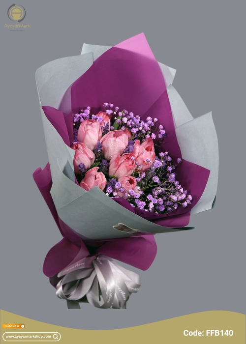 ကျူလစ်ပန်း ပန်းစည်း Imported Tulip Fresh Flower Bouquet approx 10 Tulip Flowers FFB140