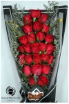 နှင်းဆီပန်း ပန်းစည်း အရံပန်းအပါ Fresh Flower Bouquet approx 25 roses with some seasonal Leaf FFB142