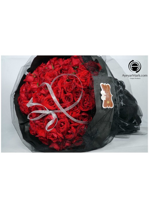 နှင်းဆီပန်း ပန်းစည်း Fresh Flower Rose Bouquet Approx 99 roses FFB144