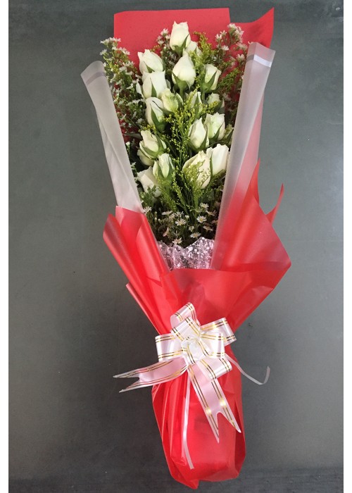 နှင်းဆီပန်း ပန်းစည်း Fresh Flower Bouquet approx 20 roses FFB154